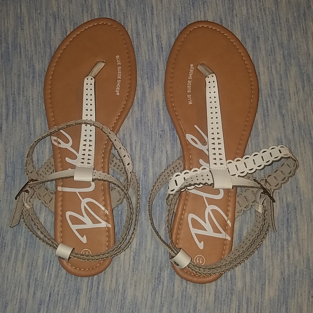 White laser cut sandals